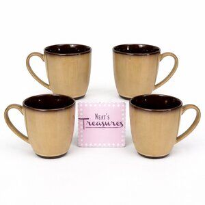 Sango Nova Brown 4933 Brown Solid 10oz Earthenware Coffee Mugs Tea Cups Set 4